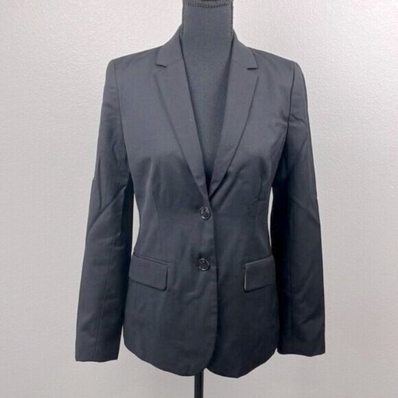 J Crew Lightweight Wool Blazer Black Flap Pockets 2 Button Vented Jacket 2 - Picture 5 of 13